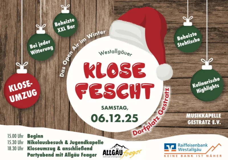 Westallgäuer Klosefescht mit Kloseumzug in Gestratz