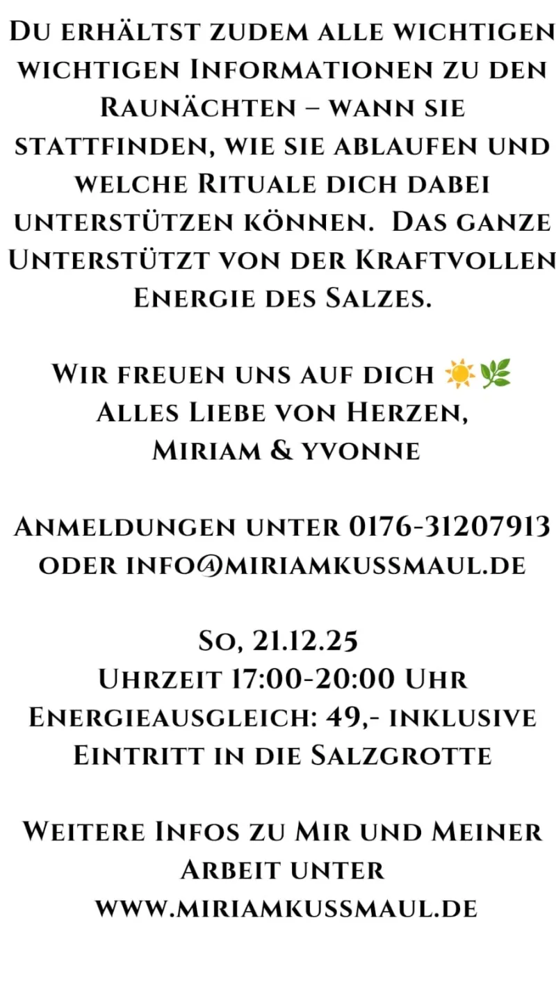 Raunachtsabend in der Salzgrotte Winterstetten