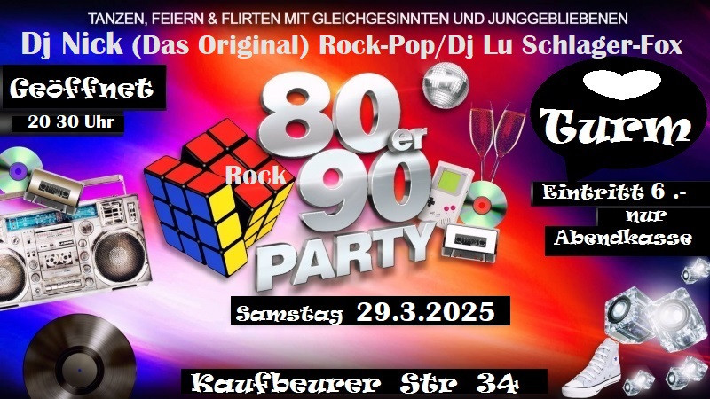 Der Turm rockt: 80er & 90er-Party im GoIn Obergünzburg