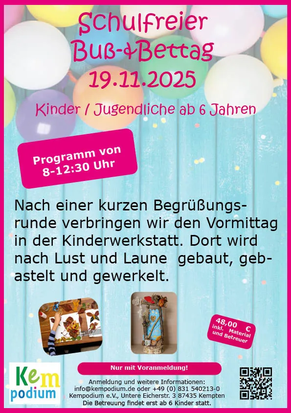 Kreativer Vormittag am Buß- und Bettag im Kempodium