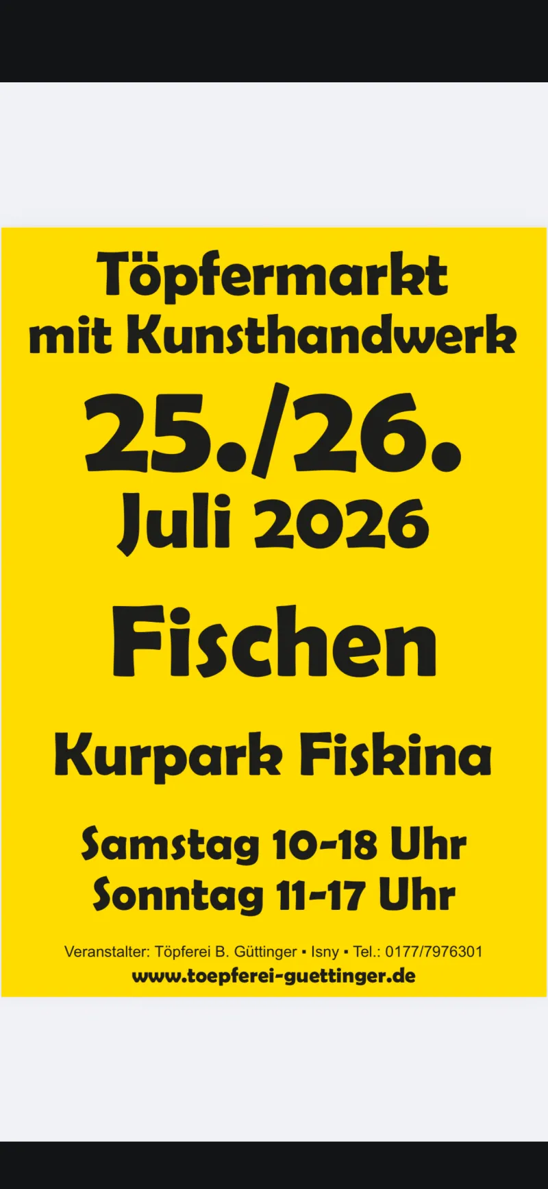 Töpfermarkt im Kurpark Fiskina Fischen