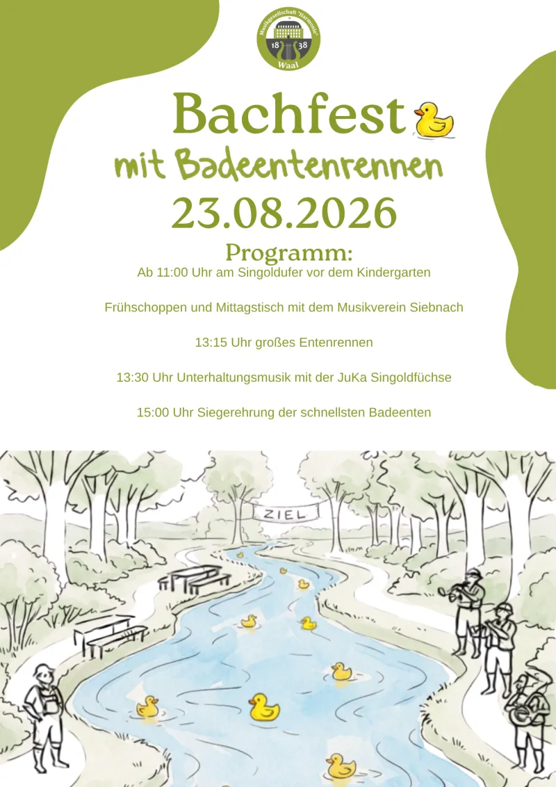 Bachfest mit großem Badeentenrennen in Waal