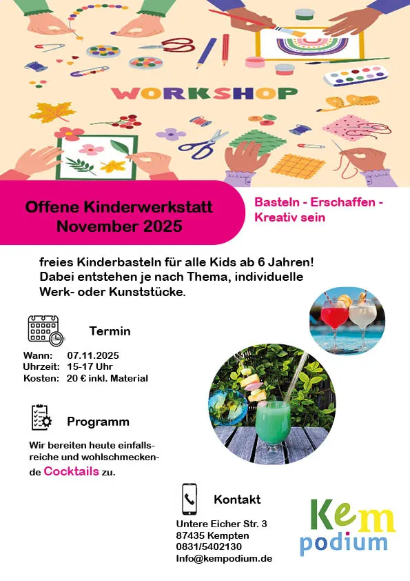Offene Kinderwerkstatt im Kempodium - November