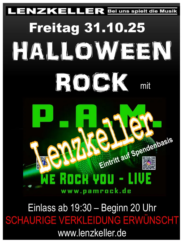 Halloween-Rocknacht mit P.A.M. im Lenzkeller Obergünzburg