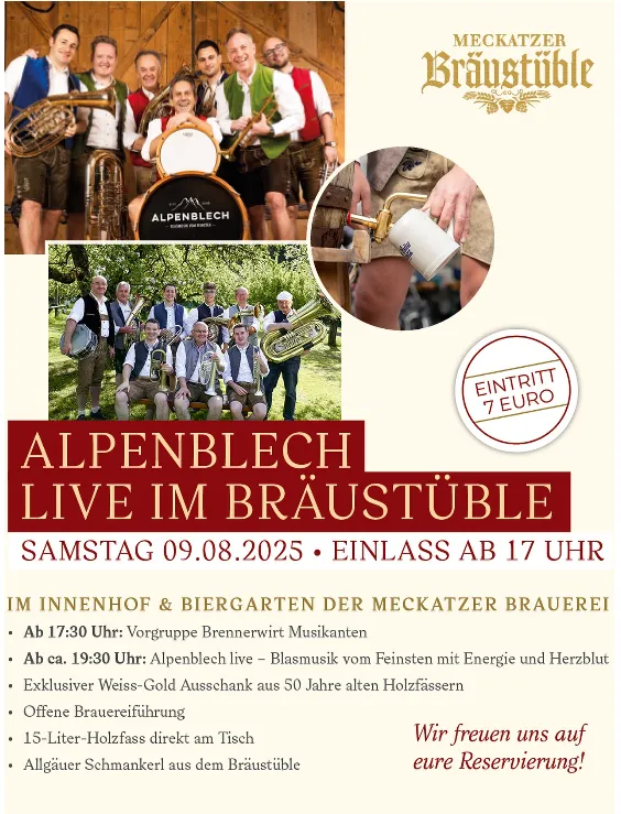 Alpenblech live im Bräustüble der Meckatzer Brauerei