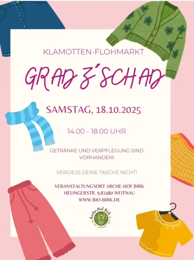 Klamotten-Flohmarkt auf dem Arche-Hof Birk