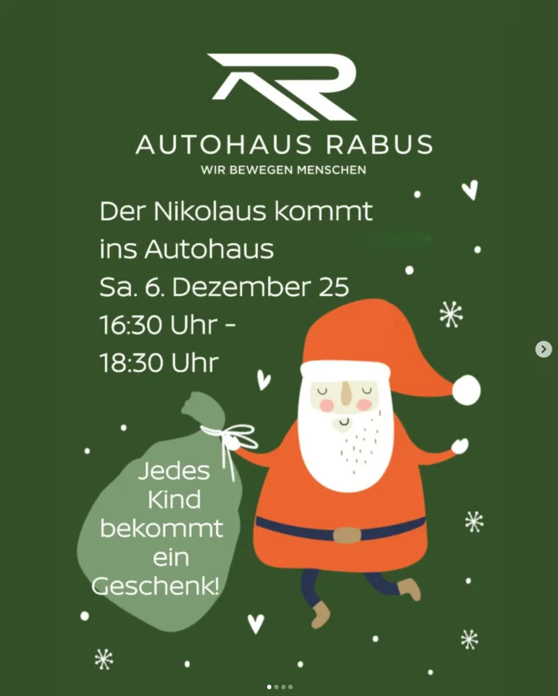Nikolausbesuch im Autohaus Rabus in Memmingen