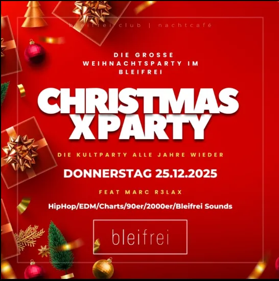Christmas X Party im bleifrei: Die Kultnacht im Allgäu