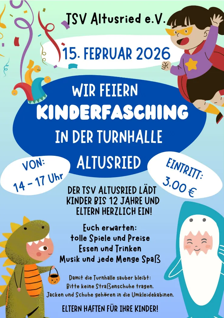 Kinderfasching in der Turnhalle Altusried