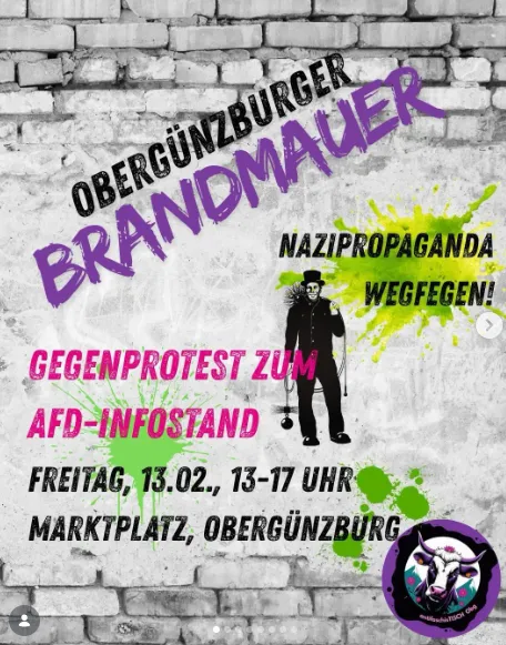 Gegenprotest am Marktplatz in Obergünzburg