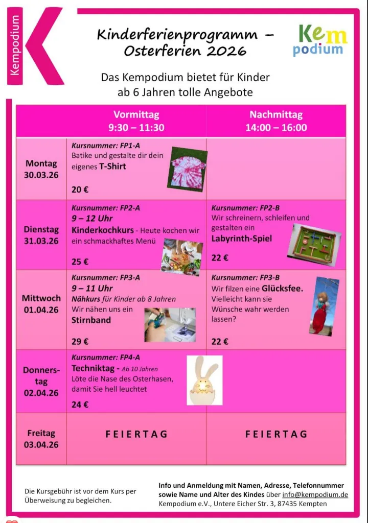 Kinderferienprogramm im Kempodium Kempten