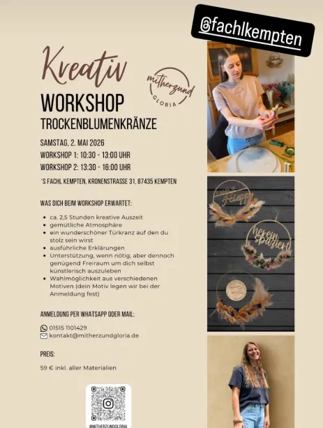Kreativ-Workshop Trockenblumenkränze in Kempten