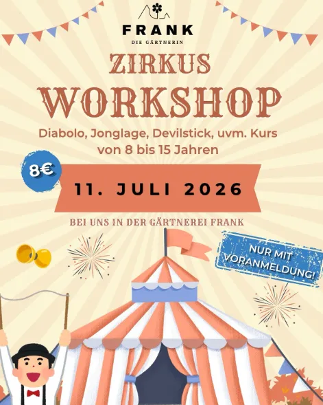 Zirkus-Workshop in der Gärtnerei Frank
