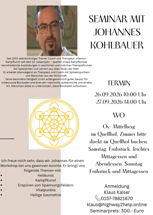 Seminar mit Johannes Kohlbauer im Quellhof