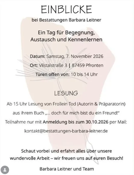 Einblicke bei Bestattungen Barbara Leitner in Pfronten