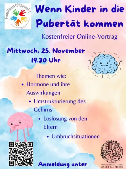 Wenn Kinder in die Pubertät kommen – Online-Vortrag