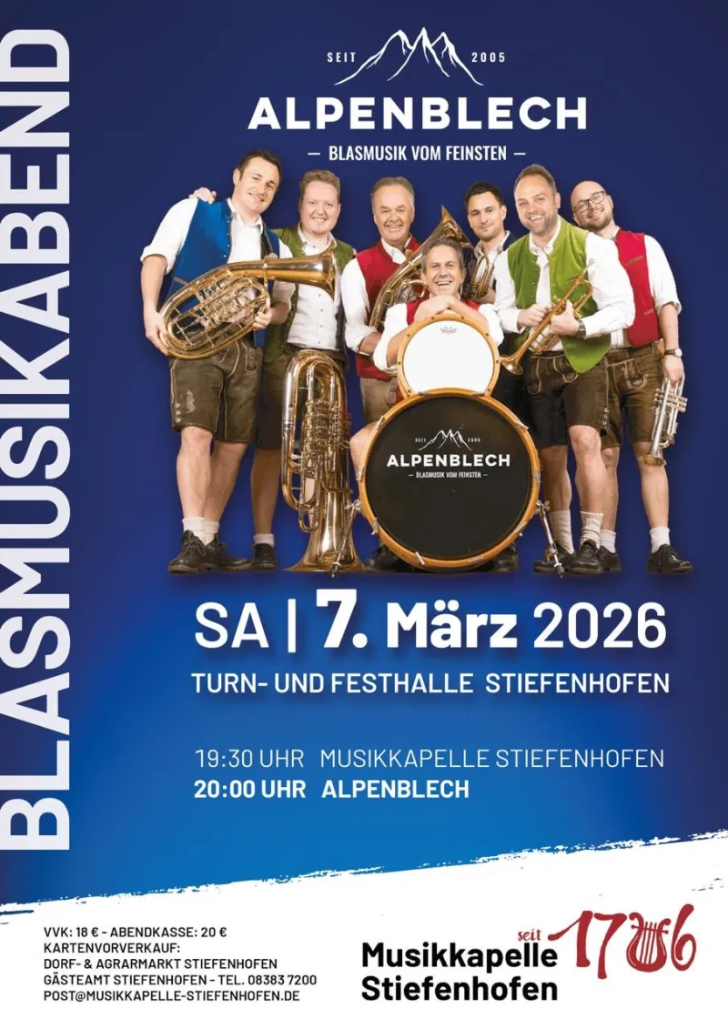 Blasmusikabend mit Alpenblech in Stiefenhofen