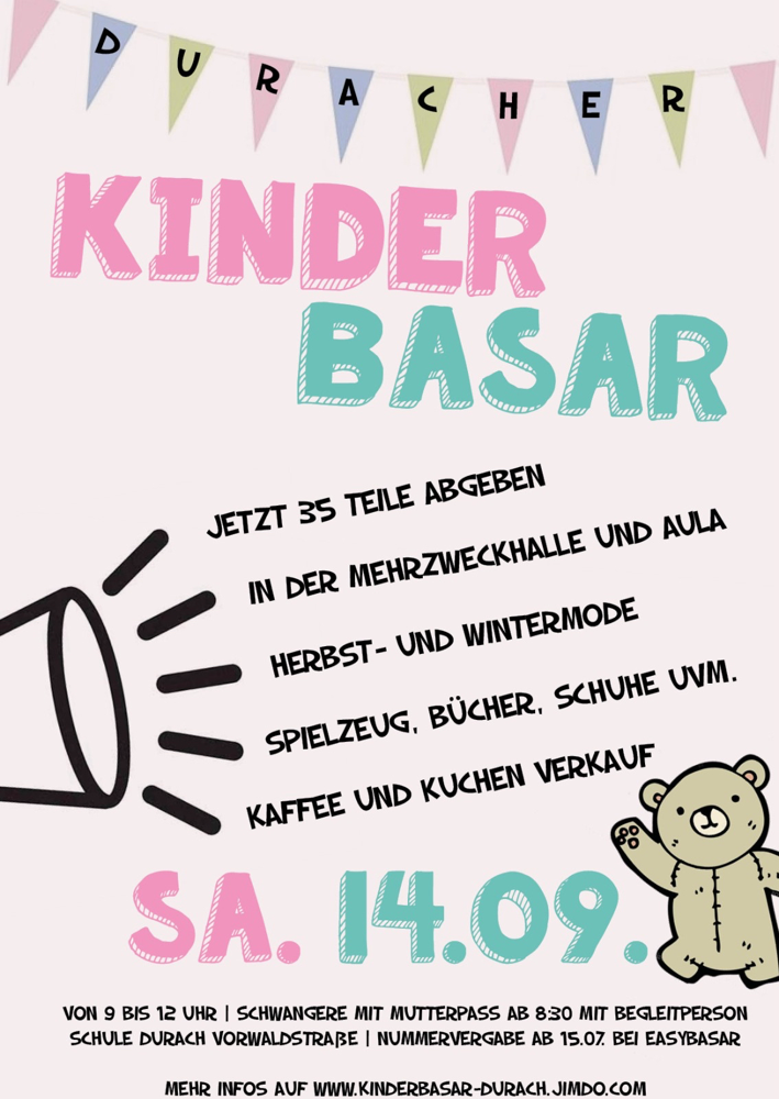 Duracher Kinderbasar in der Mehrzweckhalle und Aula