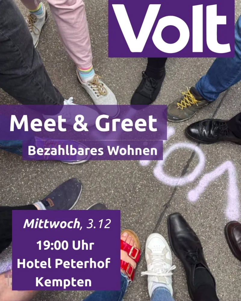 Bezahlbares Wohnen mit Volt im Hotel Peterhof Kempten