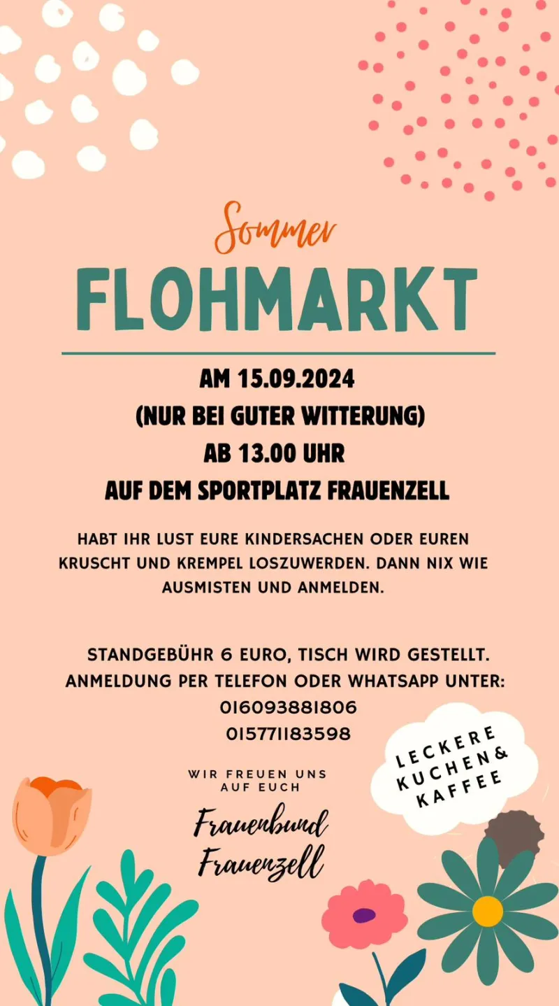 Sommer-Flohmarkt auf dem Sportplatz Frauenzell