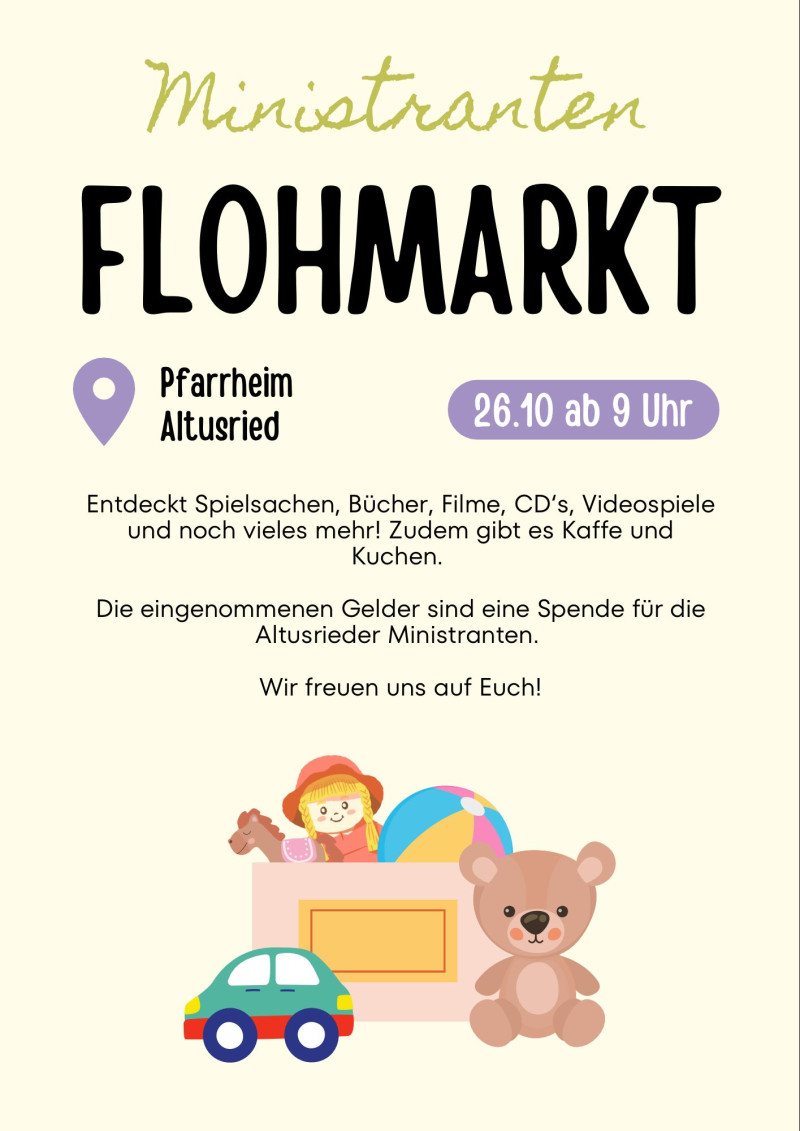 Flohmarkt der Altusrieder Ministranten im Pfarrheim Altusried