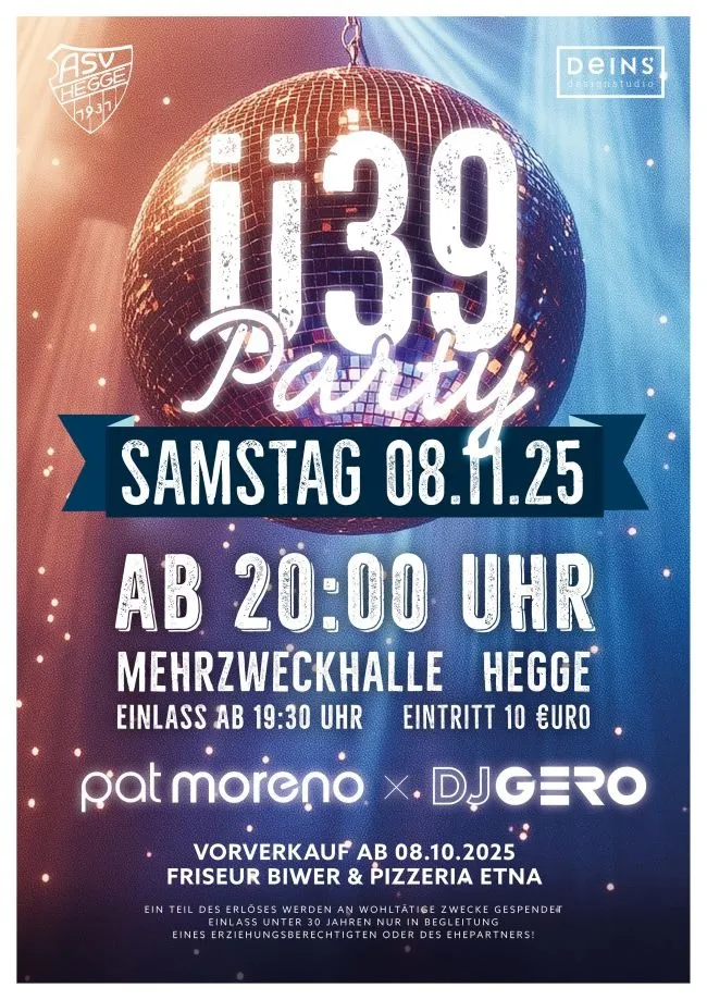 Ü39-Party in der Mehrzweckhalle Hegge