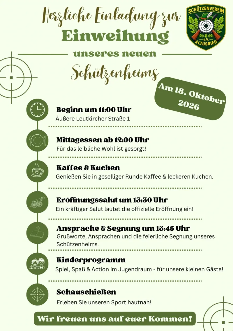 Einweihung des neuen Schützenheims in Altusried