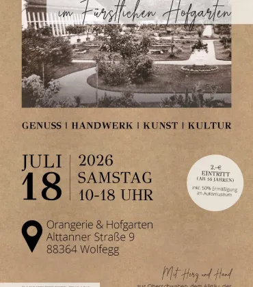 Kunst- und Genusshandwerkermarkt im Hofgarten Wolfegg