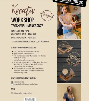 Kreativ-Workshop Trockenblumenkränze in Kempten