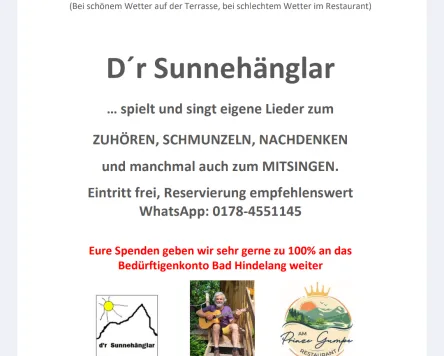 Benefizkonzert mit d'r Sunnehänglar in Hinterstein