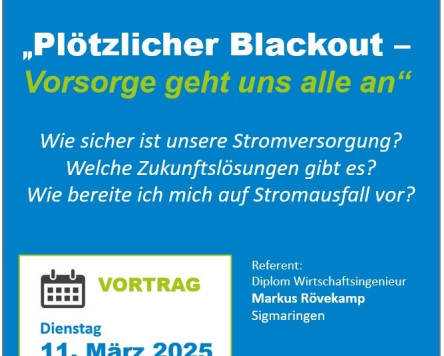 Vortrag „Plötzlicher Blackout – Vorsorge geht uns alle an“ in Kimratshofen