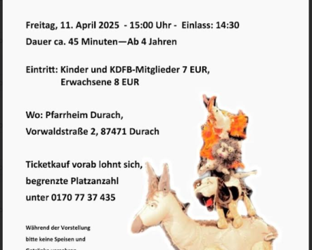 Theater Ferdinande spielt „Die Bremer Stadtmusikanten“ in Durach