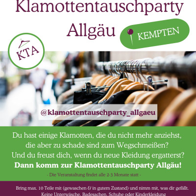 Klamottentauschparty Allgäu im Künstlerhaus Kempten