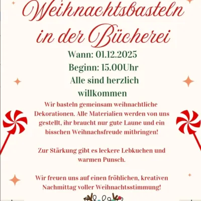 Weihnachtsbasteln in der Bücherei in Altusried