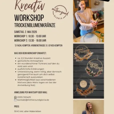 Kreativ-Workshop Trockenblumenkränze in Kempten