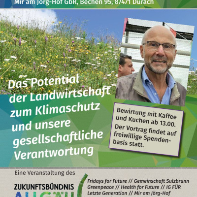 Das Potential der Landwirtschaft zum Klimaschutz – Vortrag mit Bio-Bauer Sepp Braun, Jörg-Hof, Durach